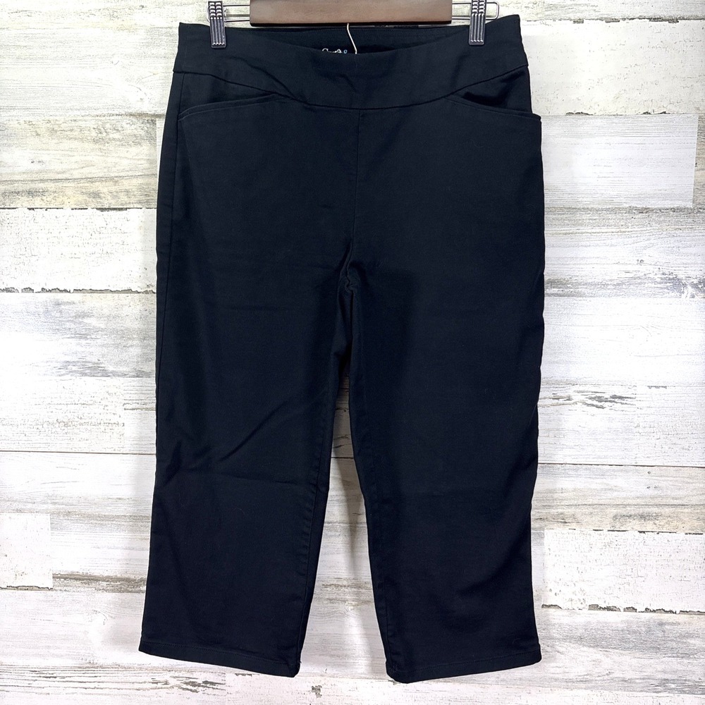Croft & Barrow Womens Black The Effortless Stretch Capri Pull On Pants Size 8